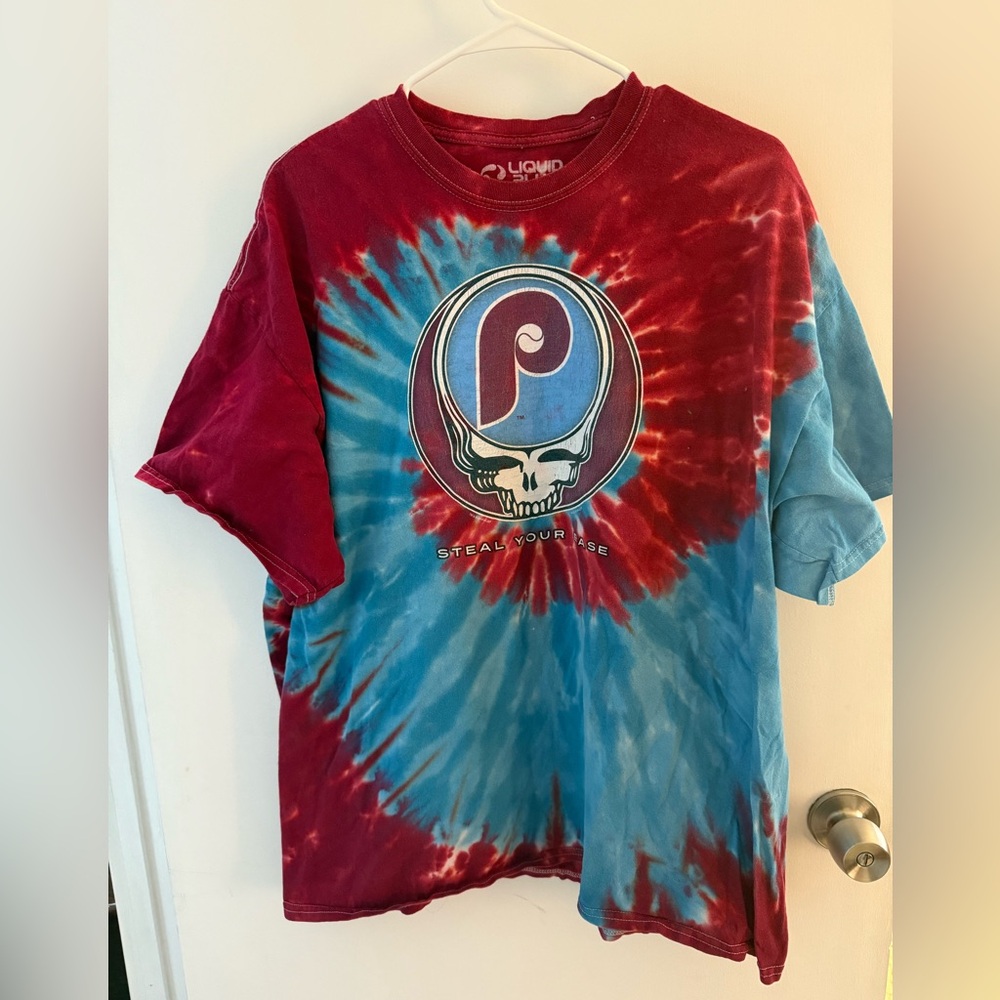 Liquid Blue Tie-Dye Phillies and Grateful Dead T-Shirt